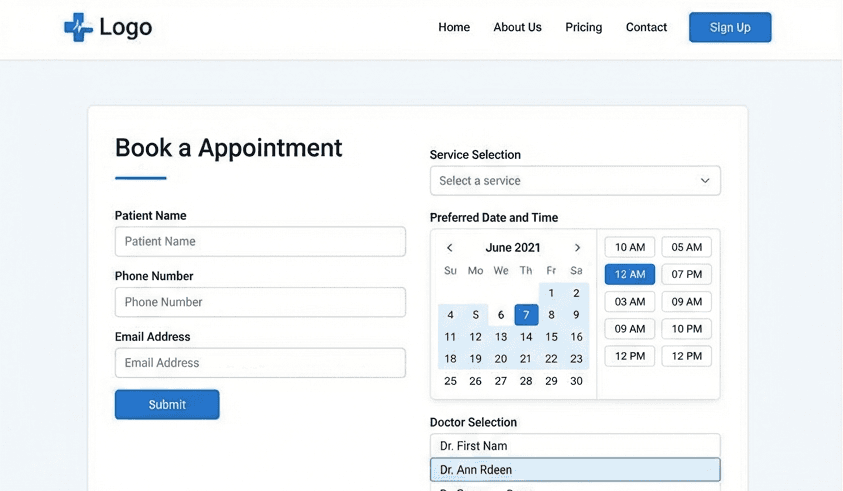Clinic Template - Book Appointment