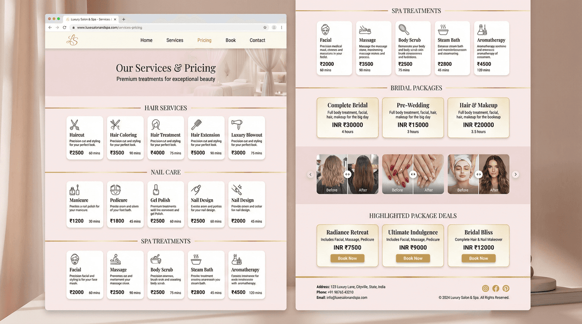 Salon & Spa Template - Services & Pricing